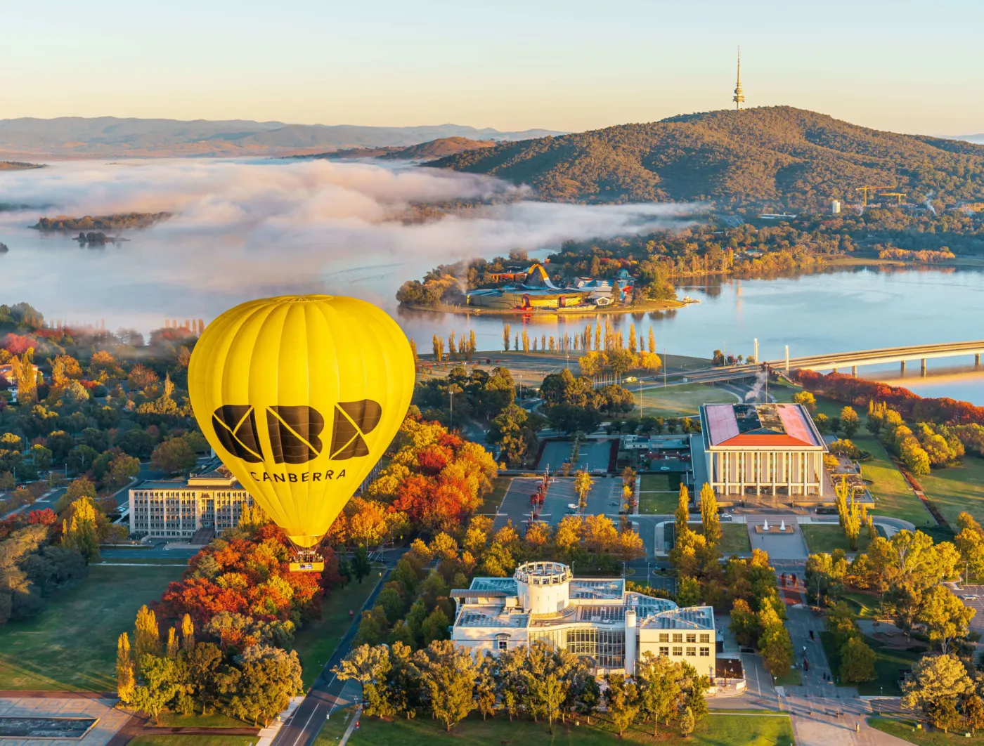 Canberra hot air balloon view